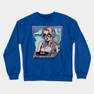 EDM DJ Girl! Light Blue/Light Pink Crewneck Sweatshirt